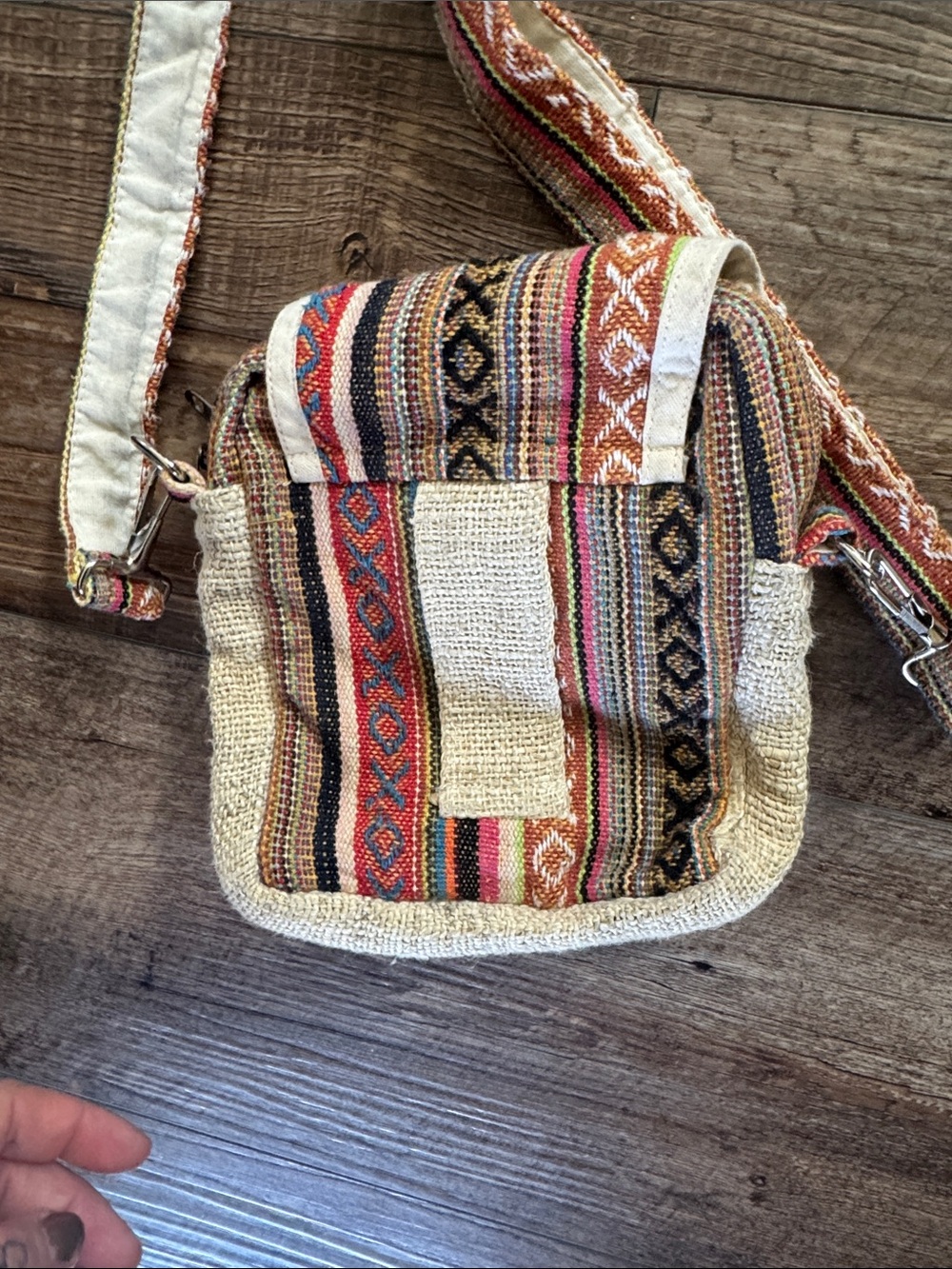 Kathmandu Multicolor Woven Crossbody Bag with Strap mushroom design - Picture 8 of 11